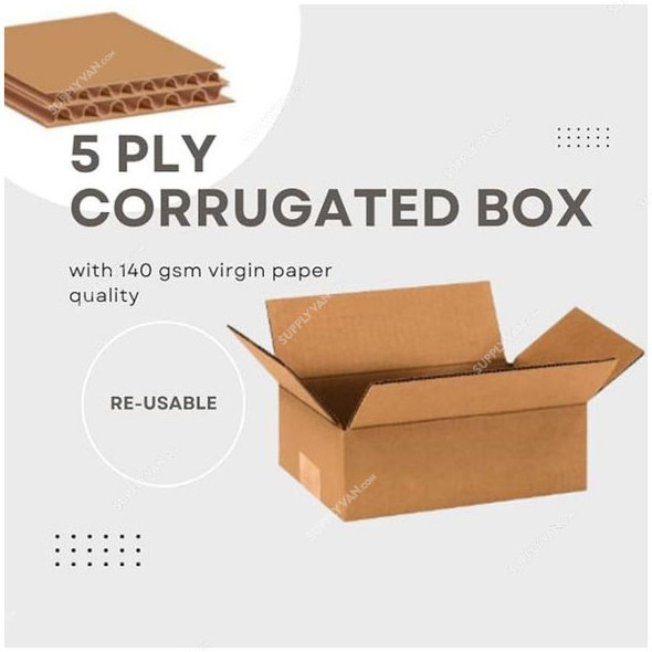 Corrugated Box, 5 Ply, 45CM Height x 45CM Width x 45CM Length, Brown, 5 Pcs/Pack