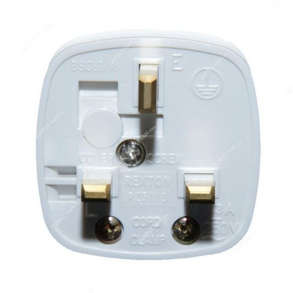 Rexton 3 Pin Fused Plug Top, RP13-WE, 13A, 250V, White