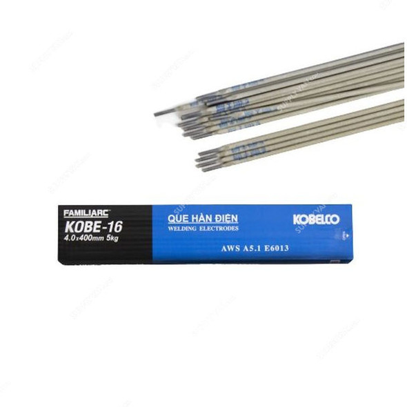 Kobelco Welding Electrode, KOBE-16-4-0-5, 4MM Dia x 400MM Length, 5 Kg/Pack