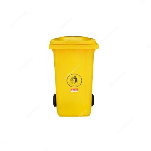 Brooks Waste Bin With 2 Wheels, BKS-WST-383, HDPE, 240 Ltrs, Yellow