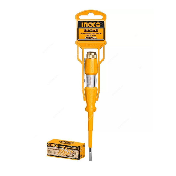 Ingco Voltage Tester, HSDT1408, Slotted, 100-500VAC, 3MM Dia x 140MM Length