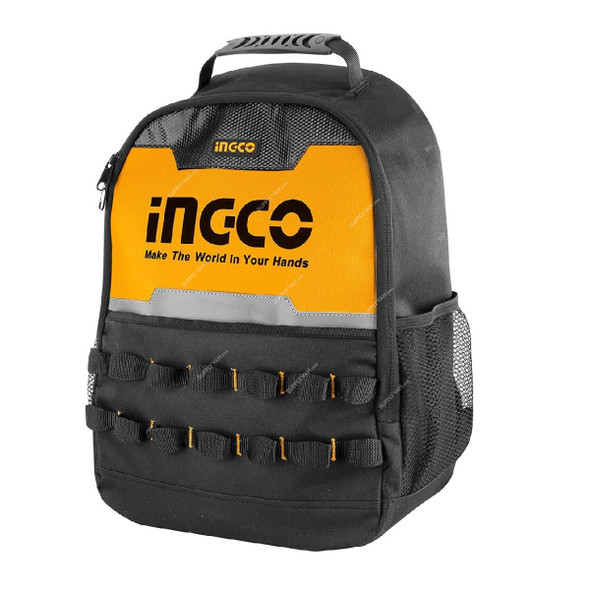 Ingco Tools Backpack, HBP0101, 600D Oxford Polyester, 20 Kg Loading Capacity, Black
