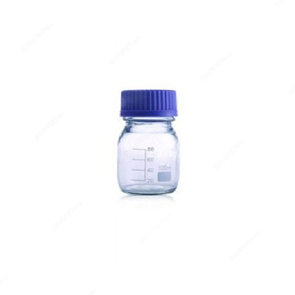 Labsil Reagent Bottle With Blue Screw Cap, 1407-100, Borosilicate Glass, 100ML