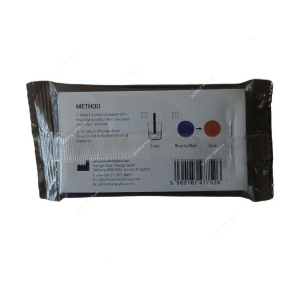 Johnson Blue Litmus Test Paper, 001.33C, pH 7, 100 Strips/Pack