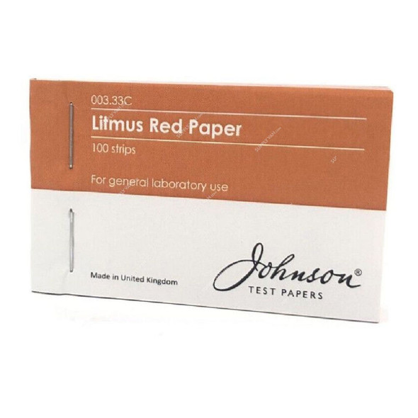 Johnson Red Litmus Test Paper, 003.33C, pH 7, 100 Strips/Pack