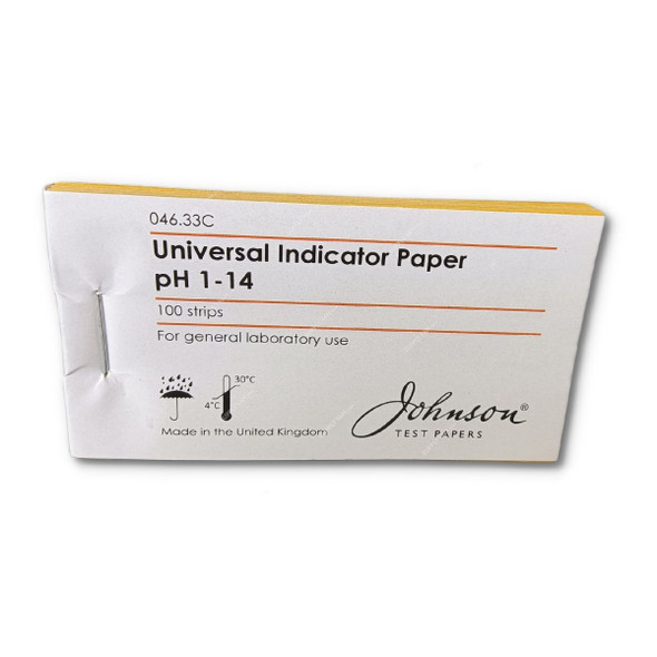 Johnson Universal pH Indicator Paper, 046.33C, 1 to 14 pH, 100 Strips/Pack