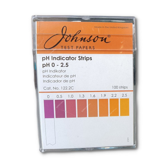Johnson pH Indicator Non-Bleeding Test Strip, 122.2C, J-pHix, 0 to 2.5 pH, 100 Strips/Pack
