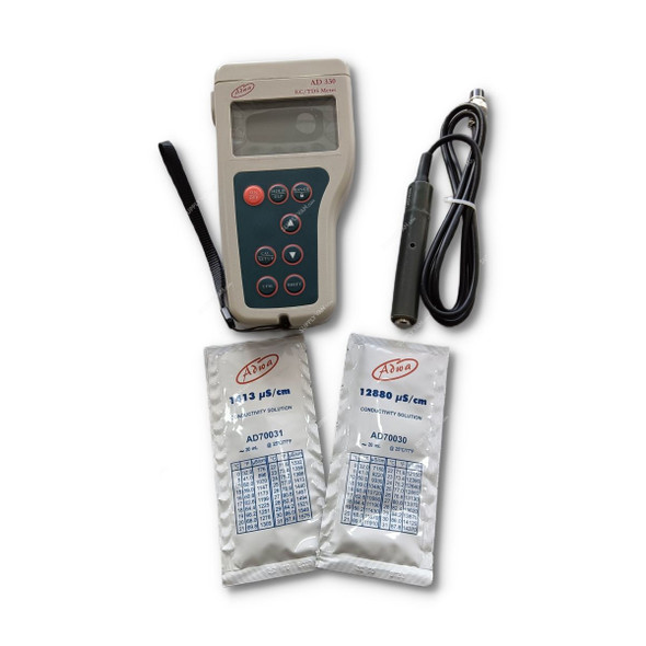 Adwa Professional Waterproof Conductivity-TDS-Temp Portable Meter, AD330, -9.9 to 120 Deg.C