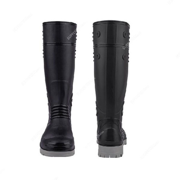 Hillson Double Density Steel Toe Safety Gumboots, HTRPD, Torpedo 212, 15 Inch Height, PVC, Size43, Black
