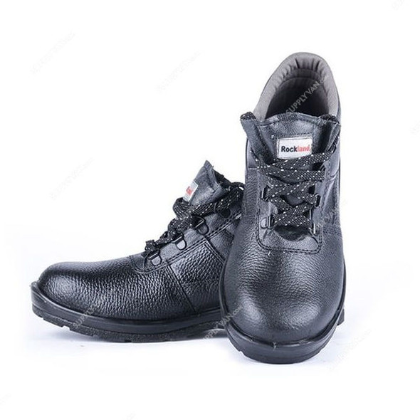 Hillson Double Density Steel Toe Safety Shoes, HRCKLND, Rockland, Leather, High Ankle, Size46, Black