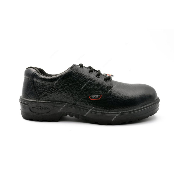 Hillson Single Density Steel Toe Safety Shoes, HBSLA, Base, Leather, Low Ankle, Size39, Black