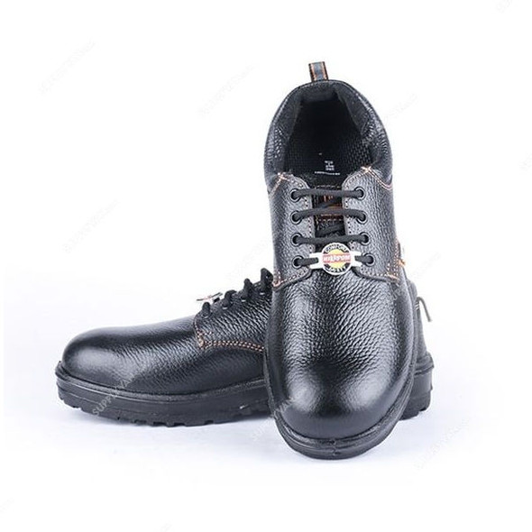 Hillson Single Density Steel Toe Safety Shoes, HBSLA, Base, Leather, Low Ankle, Size39, Black
