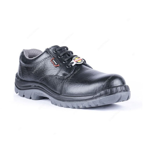 Hillson Double Density Steel Toe Safety Shoes, HSMRLA, Samurai, Leather, Low Ankle, Size45, Black