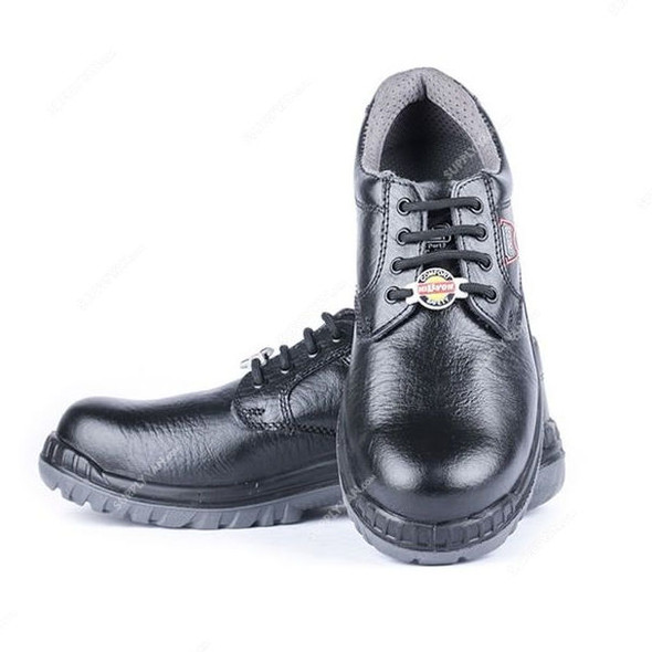 Hillson Double Density Steel Toe Safety Shoes, HSMRLA, Samurai, Leather, Low Ankle, Size44, Black