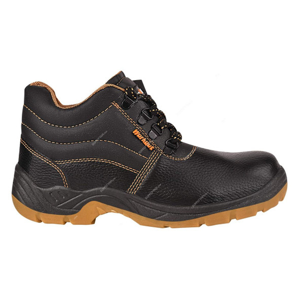 Hillson Double Density Steel Toe Safety Shoes, HWKTHA, Workout, Synthetic Leather, High Ankle, Size39, Black