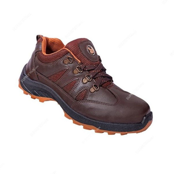 Hillson Double Density Metal Toe Safety Shoes, HSWGLA, Swag 1904, Synthetic Leather, Low Ankle, Size44, Brown