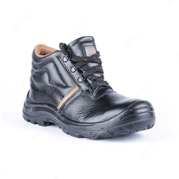 Hillson Single Density Steel Toe Safety Shoes, HAPCHHA, Apache, Leather, High Ankle, Size42, Black