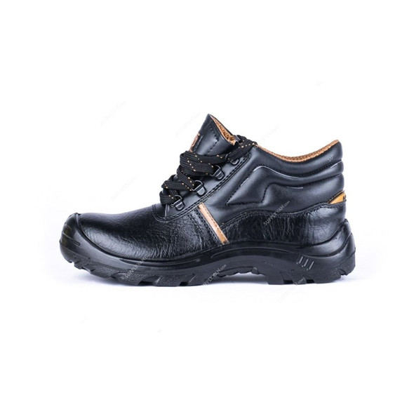 Hillson Single Density Steel Toe Safety Shoes, HAPCHHA, Apache, Leather, High Ankle, Size39, Black