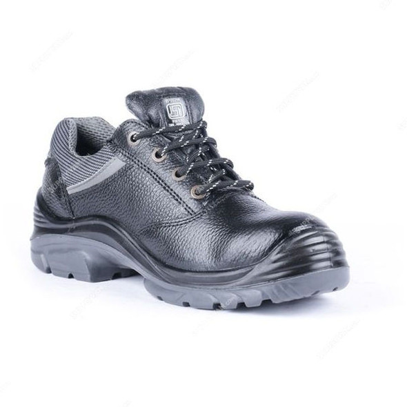 Hillson Double Density Steel Toe Safety Shoes, HNCLSLA, Nucleus, Leather, Low Ankle, Size45, Black