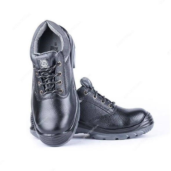 Hillson Double Density Steel Toe Safety Shoes, HNCLSLA, Nucleus, Leather, Low Ankle, Size45, Black