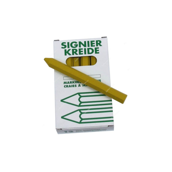 Kistenmacher Marking Crayon, 12012, Signier Kreide, 12MM Dia x 120MM Length, Yellow, 12 Pcs/Pack