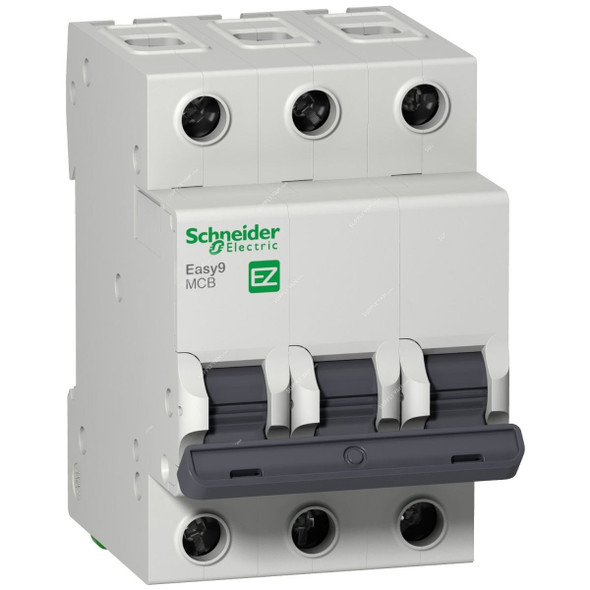 Schneider Electric Miniature Circuit Breaker, Easy9, 3P, Curve C, 6A