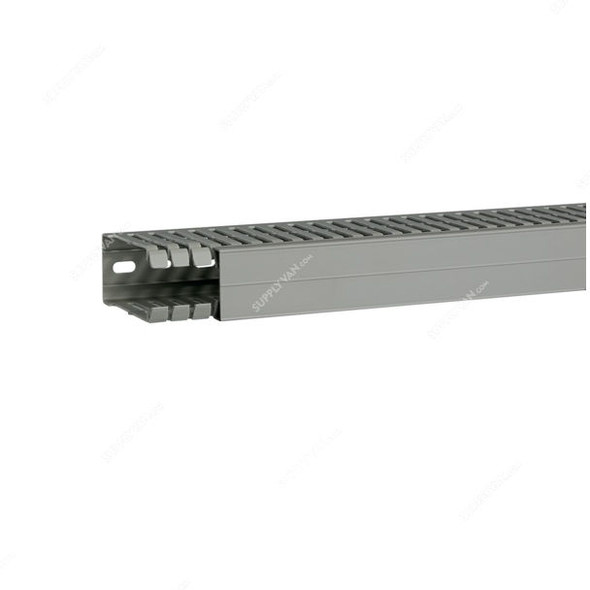 Hager Slotted Panel Trunking, BA7A80040, PVC, 80MM Height x 40MM Width, 2 Mtrs Length, Stone Grey