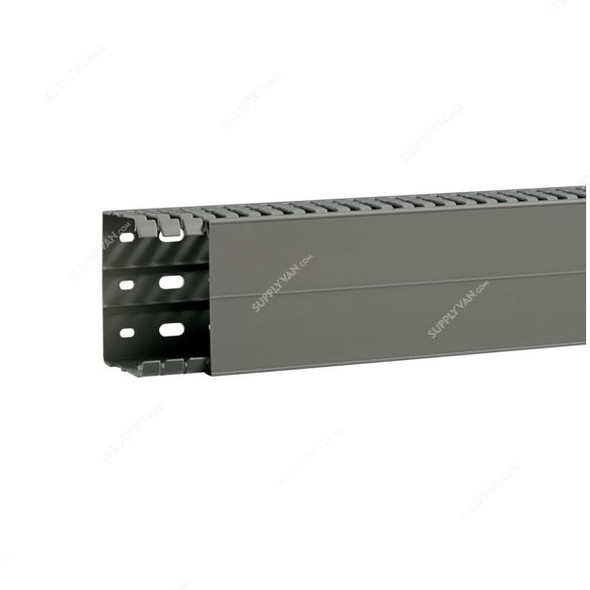 Hager Slotted Panel Trunking, BA7A60080, PVC, 60MM Height x 80MM Width, 2 Mtrs Length, Stone Grey