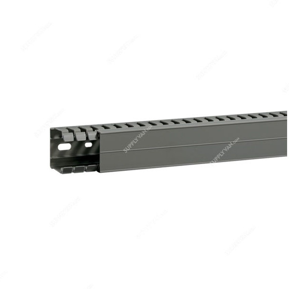 Hager Slotted Panel Trunking, BA7A40040, PVC, 40MM Height x 40MM Width, 2 Mtrs Length, Stone Grey
