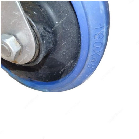 Caster Wheel With Brake, Rubber, 48MM Width x 160MM Dia, 250 Kg Load Capacity, Blue