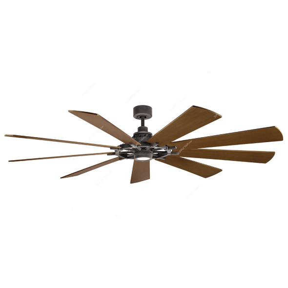 Kichler LED Ceiling Fan, 300285-WZC, Gentry XL, 27W, 9 Blade, 85 Inch Blade Dia, Weathered Zinc
