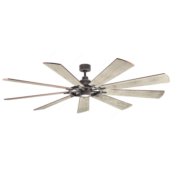 Kichler LED Ceiling Fan, 300285-WZC, Gentry XL, 27W, 9 Blade, 85 Inch Blade Dia, Weathered Zinc