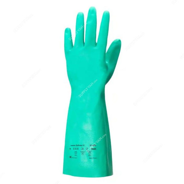 Ansell Nitrile Coated Gloves, 37-695, AlphaTec Solvex, 380MM Length, Size10, Green