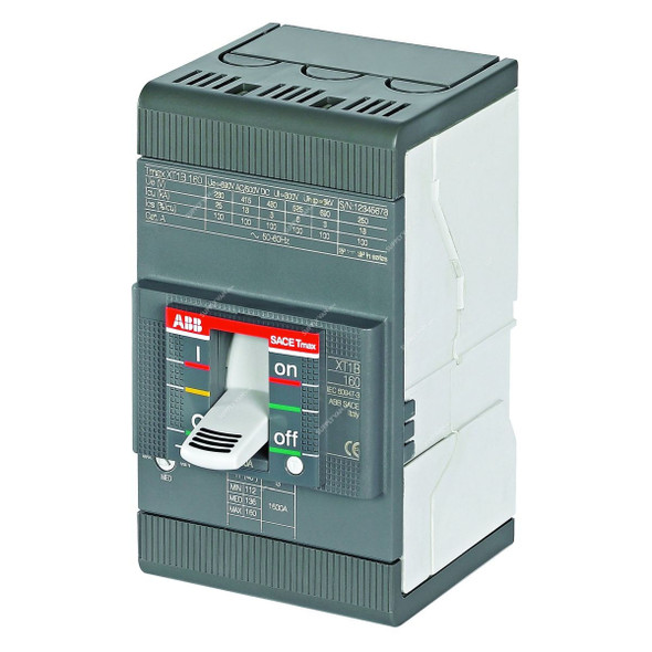 ABB Molded Case Circuit Breaker, XT1C-160-TMD-125-1250-3p-F-F, 3P, 125A