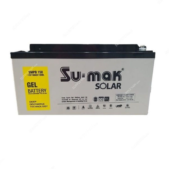 Su-Mak Solar Deep Cycle Gel Battery, SMPB-150, 12V, 150 Ah, 10 Hrs