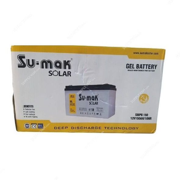 Su-Mak Solar Deep Cycle Gel Battery, SMPB-150, 12V, 150 Ah, 10 Hrs