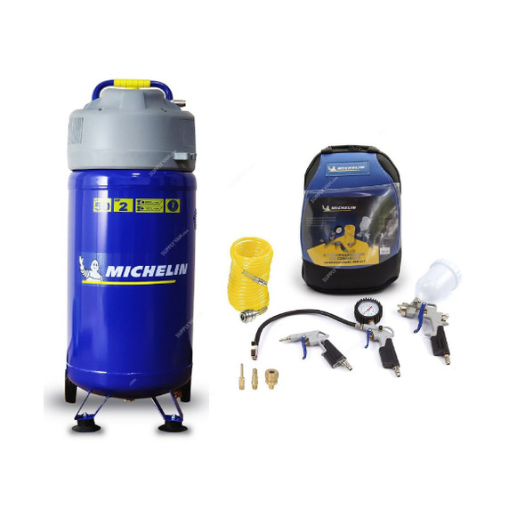 Michelin Vertical Air Compressor With 7Pcs Air Tool Kit, MVX50plusKIT-7, 1500W, Single Phase, 10 Bar, 50 Ltrs Tank Capacity