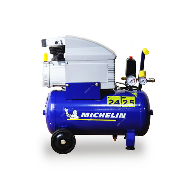 Michelin Professional Air Compressor, MB2425, 1800W, Single Phase, 2.5 HP, 10 Bar, 24 Ltrs Tank Capacity