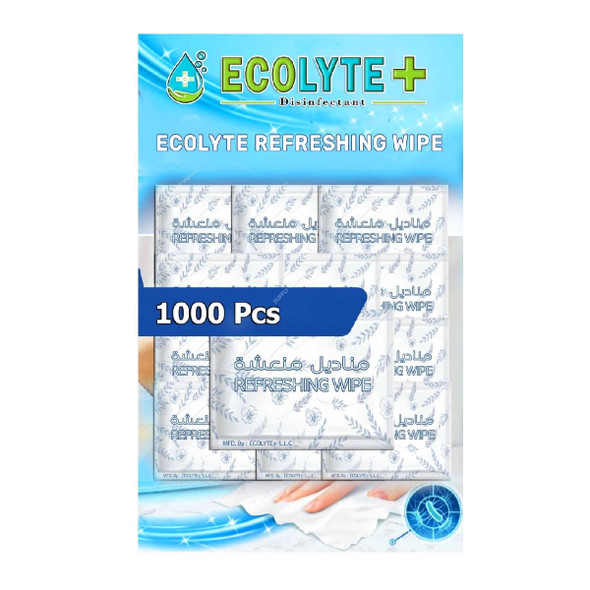 Ecolyte Plus Refreshing Wet Wipes, ECO-RWW-1000, 17CM Length x 10CM Width, 1000 Pcs/Box