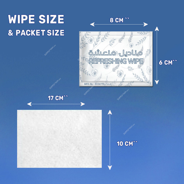 Ecolyte Plus Refreshing Wet Wipes, ECO-RWW-100, 17CM Length x 10CM Width, 100 Pcs/Box