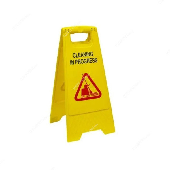 Califorca Cleaning In Progress Foldable Caution Board, 50720, Plastic, Yellow