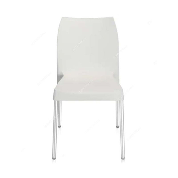 Nilkamal Novella 07 Armless Chair, Plastic/Stainless Steel, 110 Kg Weight Capacity, Milky White