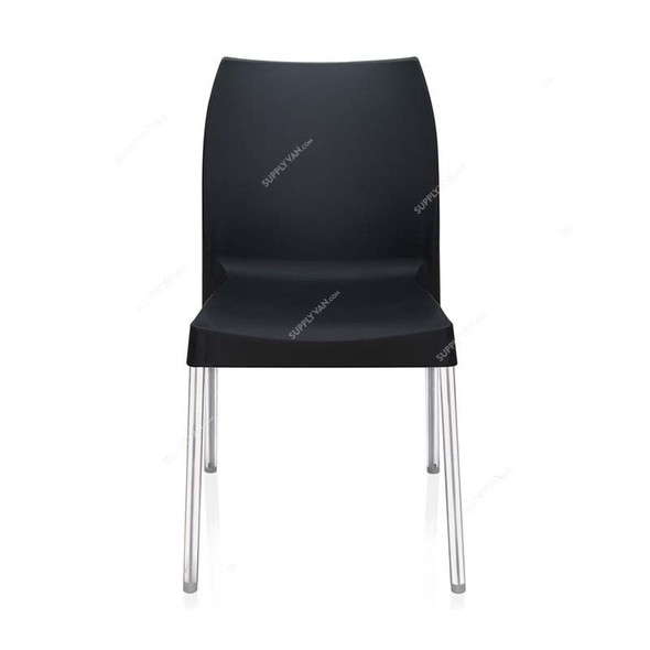 Nilkamal Novella 07 Armless Chair, Plastic/Stainless Steel, 110 Kg Weight Capacity, Iron Black