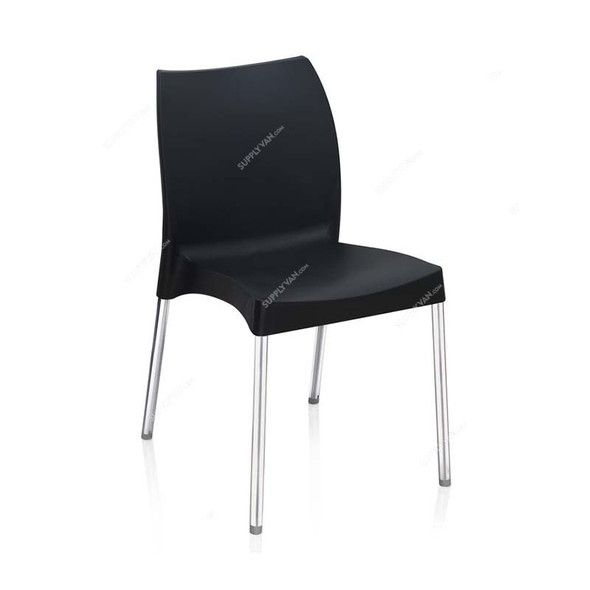 Nilkamal Novella 07 Armless Chair, Plastic/Stainless Steel, 110 Kg Weight Capacity, Iron Black
