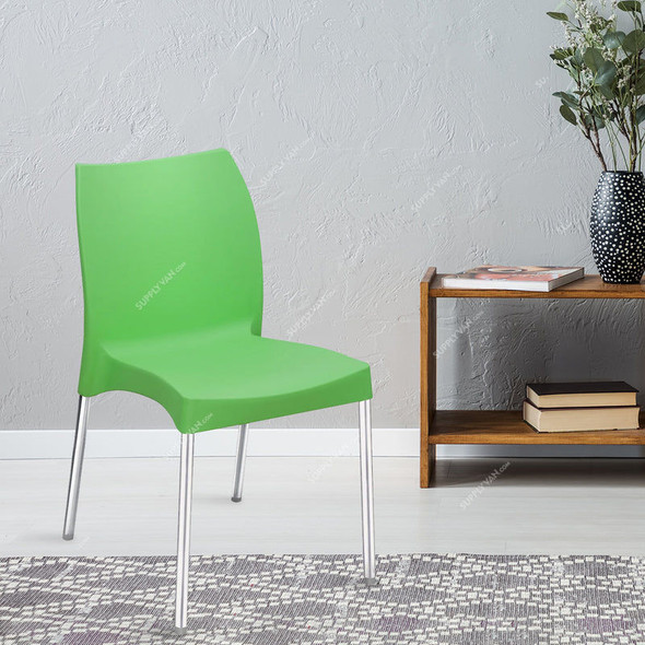 Nilkamal Novella 07 Armless Chair, Plastic/Stainless Steel, 110 Kg Weight Capacity, Green
