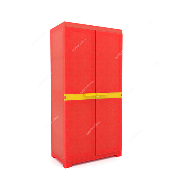 Nilkamal Freedom Mini Medium Freestanding Storage Cabinet, 4 Shelves, Plastic, Bright Red/Yellow