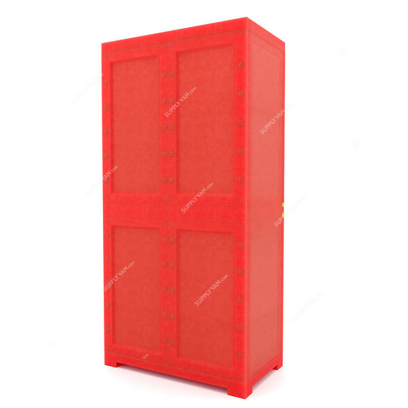 Nilkamal Freedom Mini Medium Freestanding Storage Cabinet, 4 Shelves, Plastic, Bright Red/Yellow
