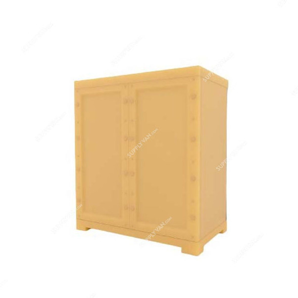 Nilkamal Freedom Mini Small Freestanding Storage Cabinet, 2 Shelves, Plastic, Weathered Brown/Biscuit