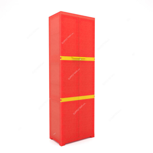 Nilkamal Freedom Mini Large Freestanding Storage Cabinet, 5 Shelves, Plastic, Bright Red/Yellow