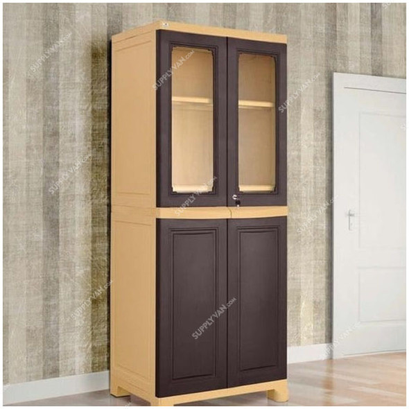 Nilkamal Freedom Big 2 Freestanding Storage Cabinet, 5 Shelves, Plastic, Weathered Brown/Biscuit